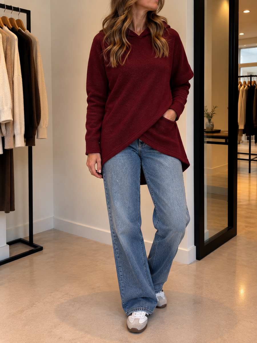 Fenna Oversized Wrap Hem Hoodie