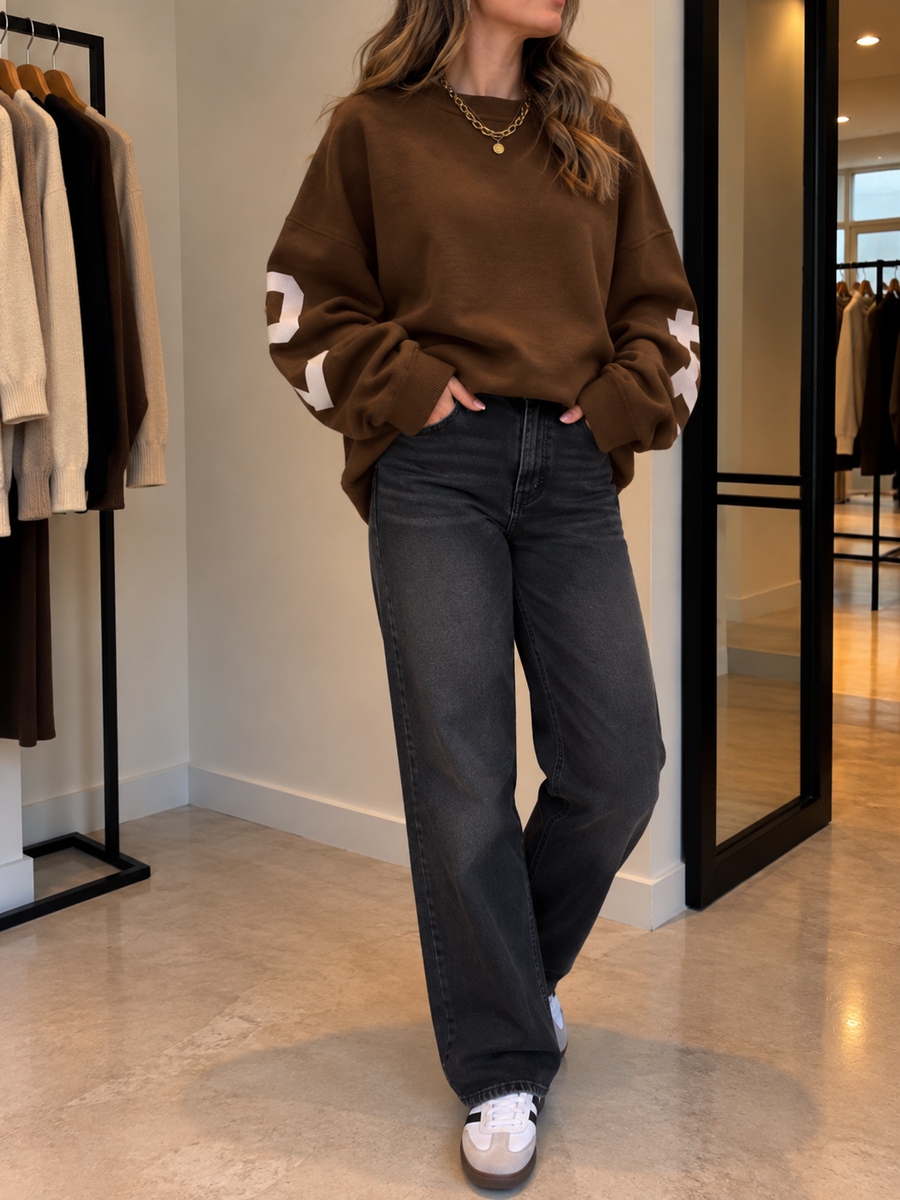 Reni Oversized Contrast Stripe Sleeve Sweatshirt