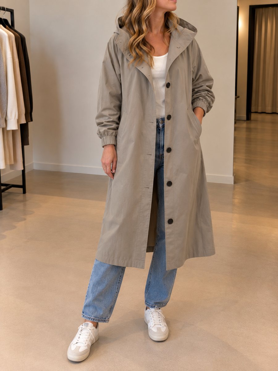 Vessa Long Hooded Trench Coat