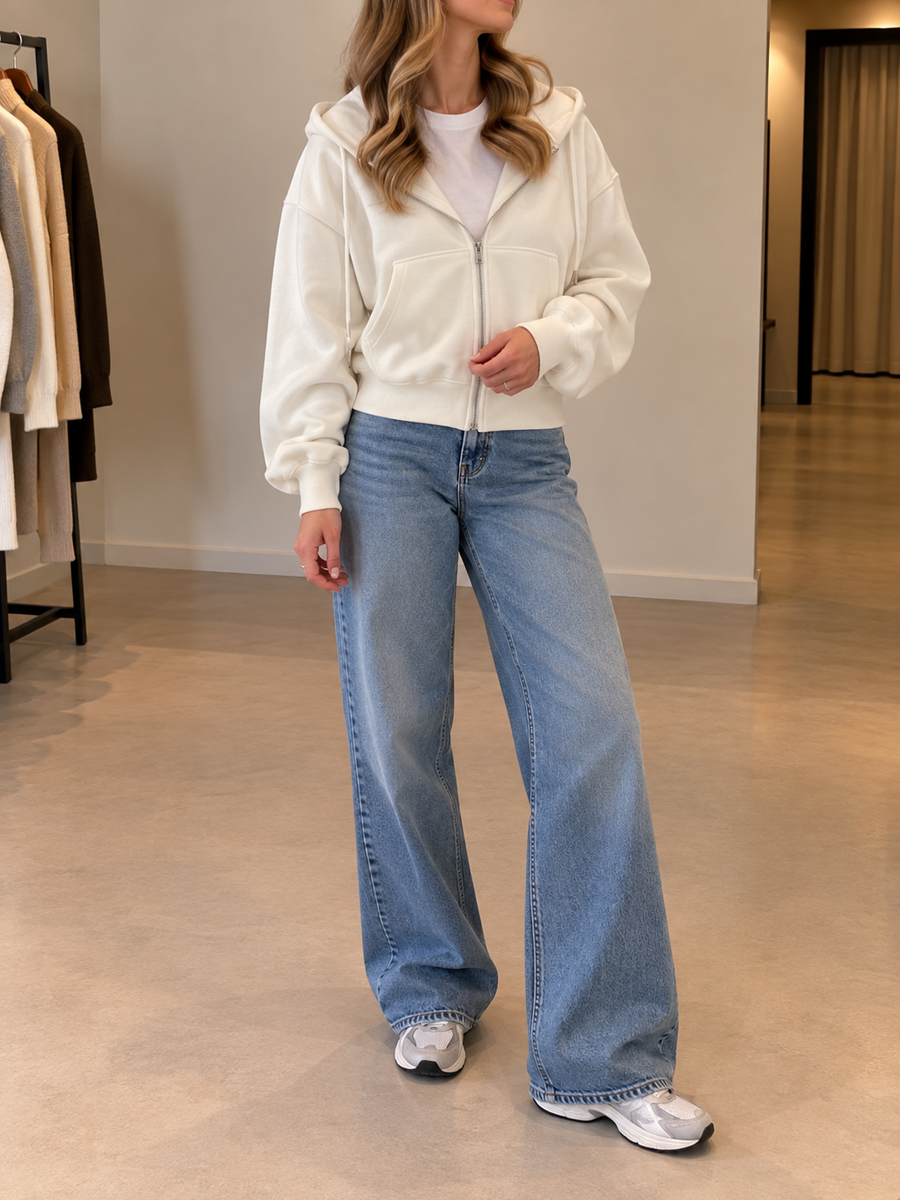 Lucinda Cropped Oversized Zip Hoodie