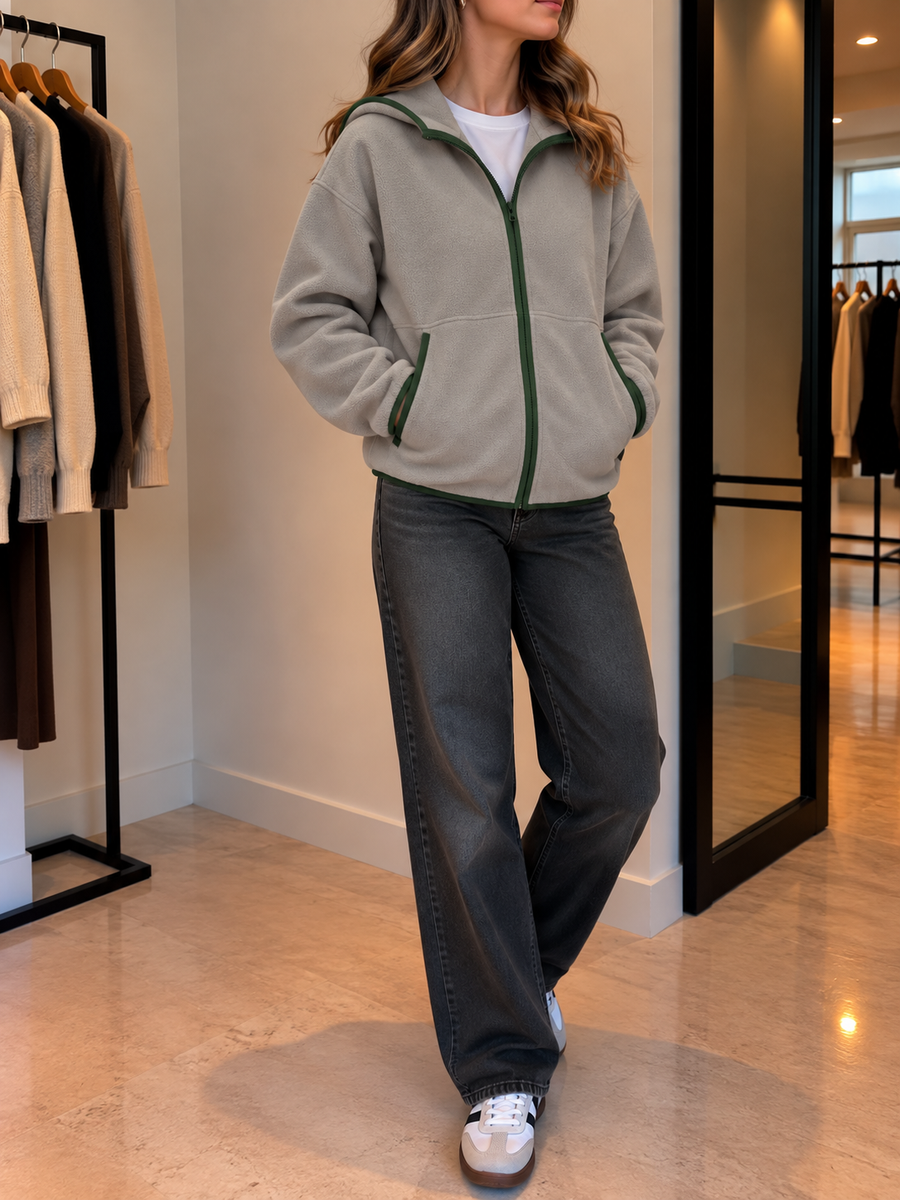 Edina Contrast Trim Zip Hoodie