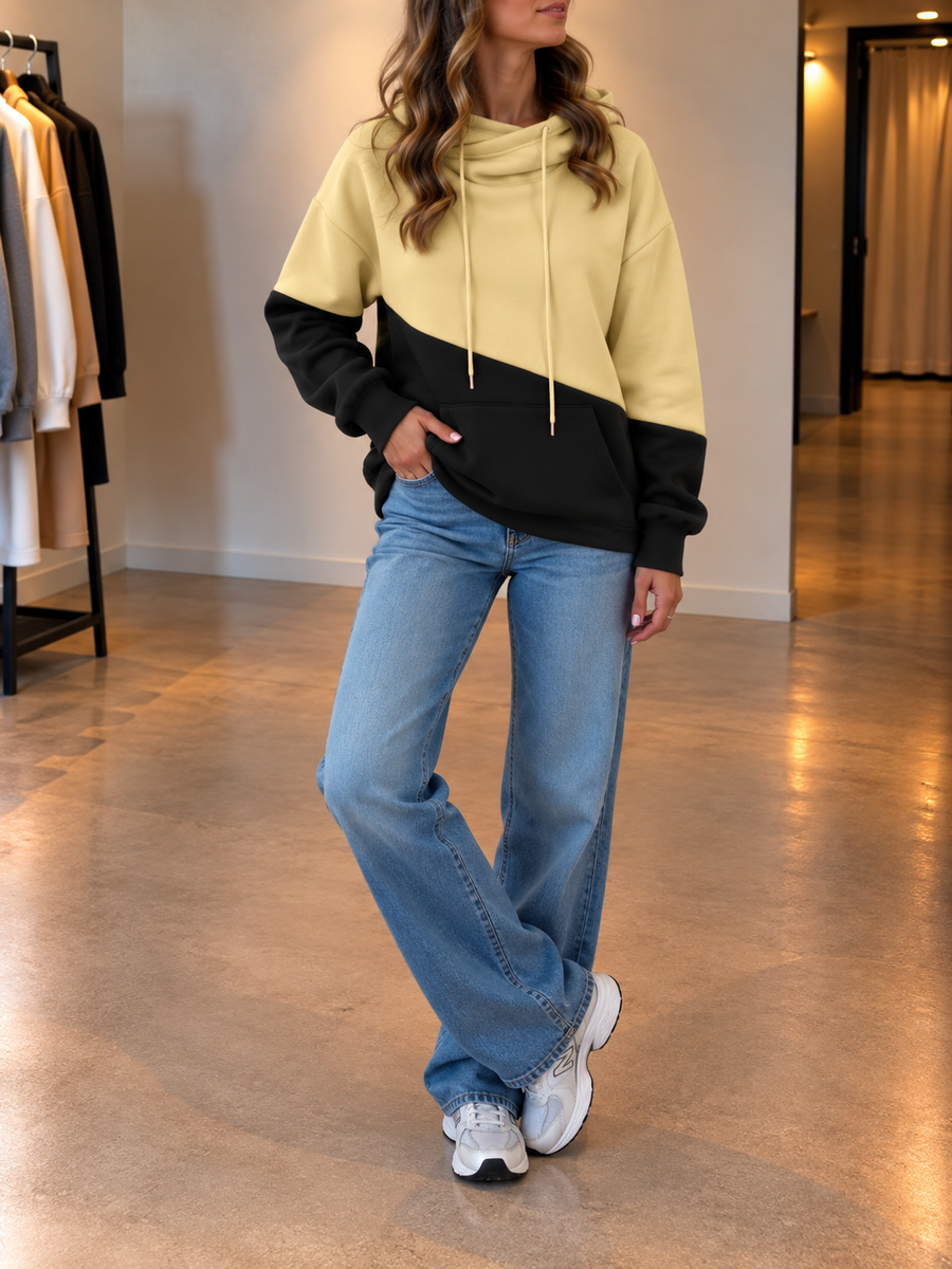 Isa Two Tone Color Block Hoodie