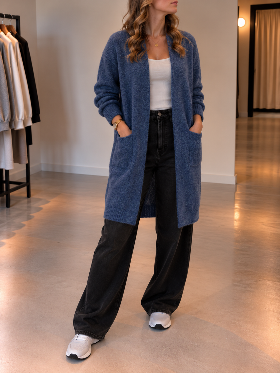 Morgan Longline Open Front Cardigan with Pockets