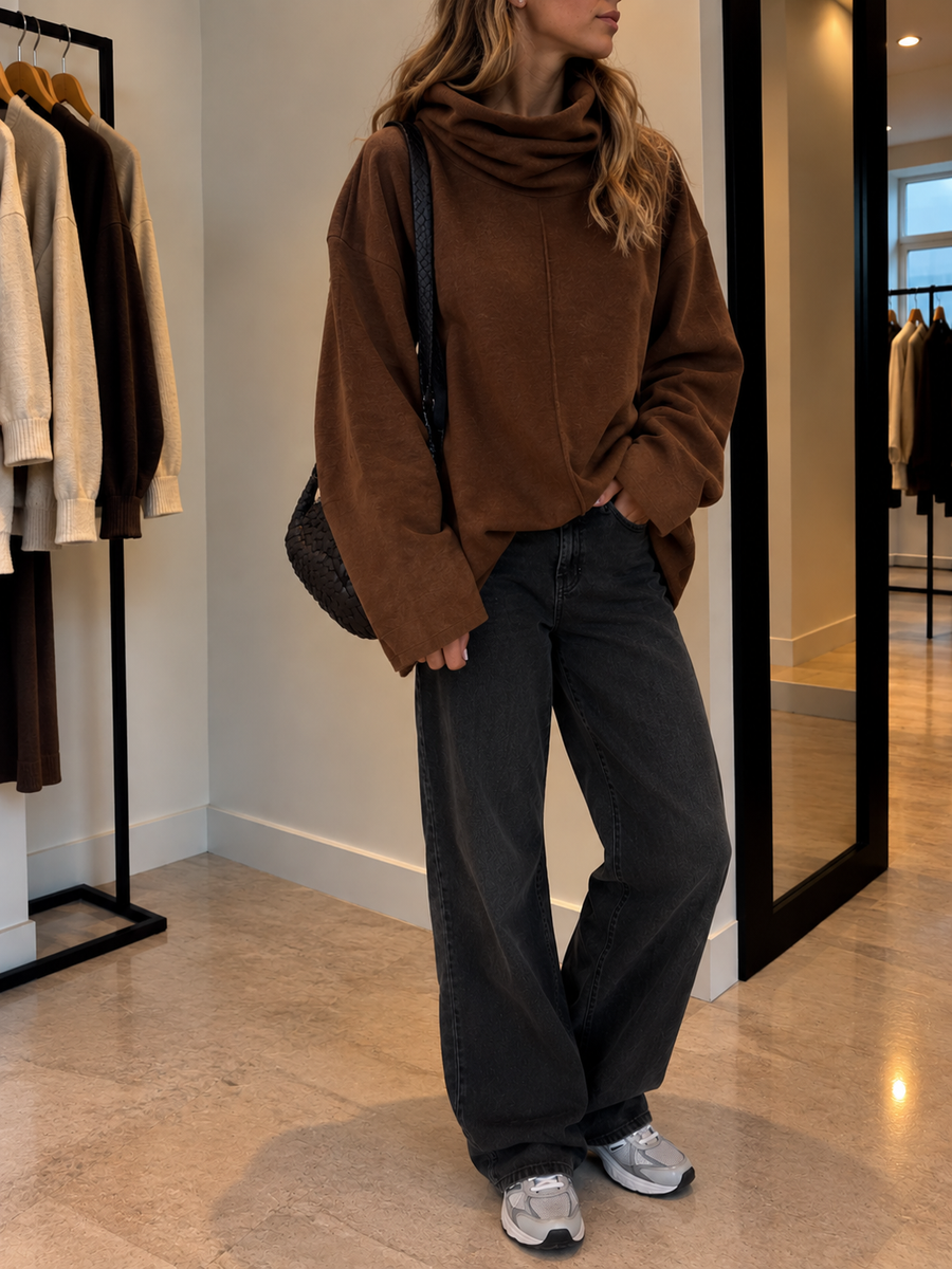 Charity Turtleneck Hooded Oversized Sweatshirt