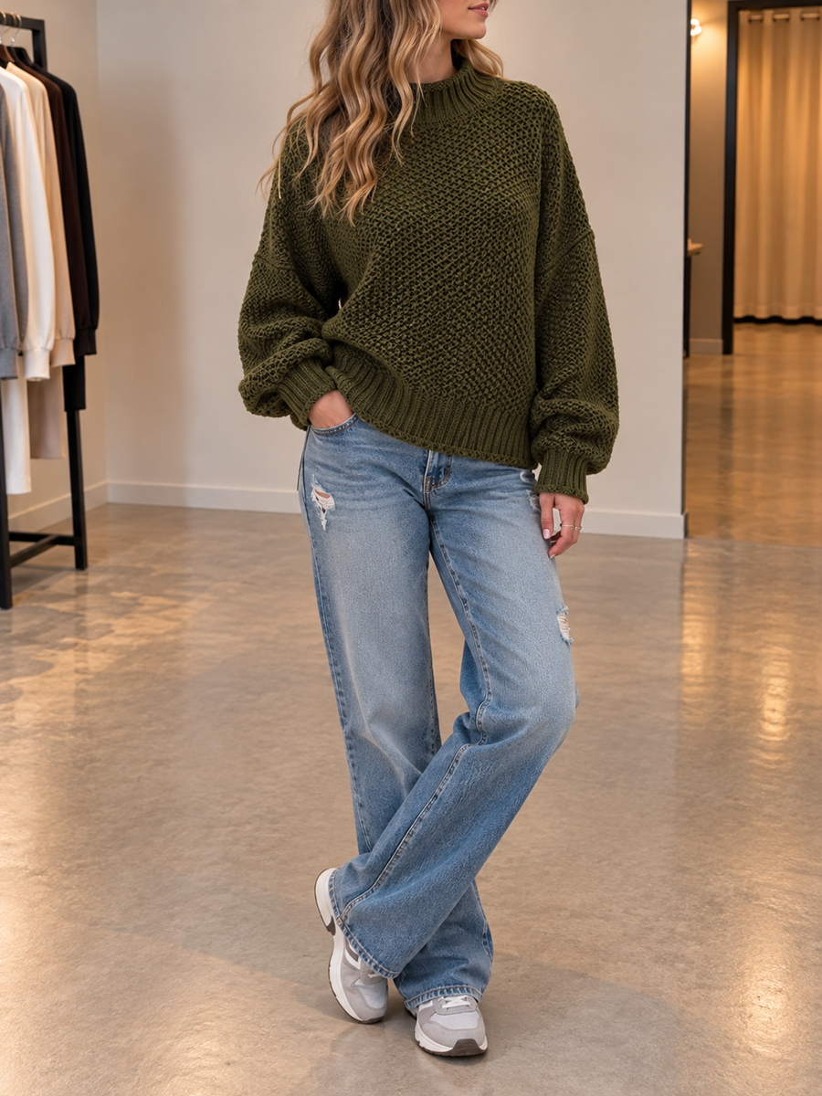 Rosina Waffle Knit Oversized Turtleneck