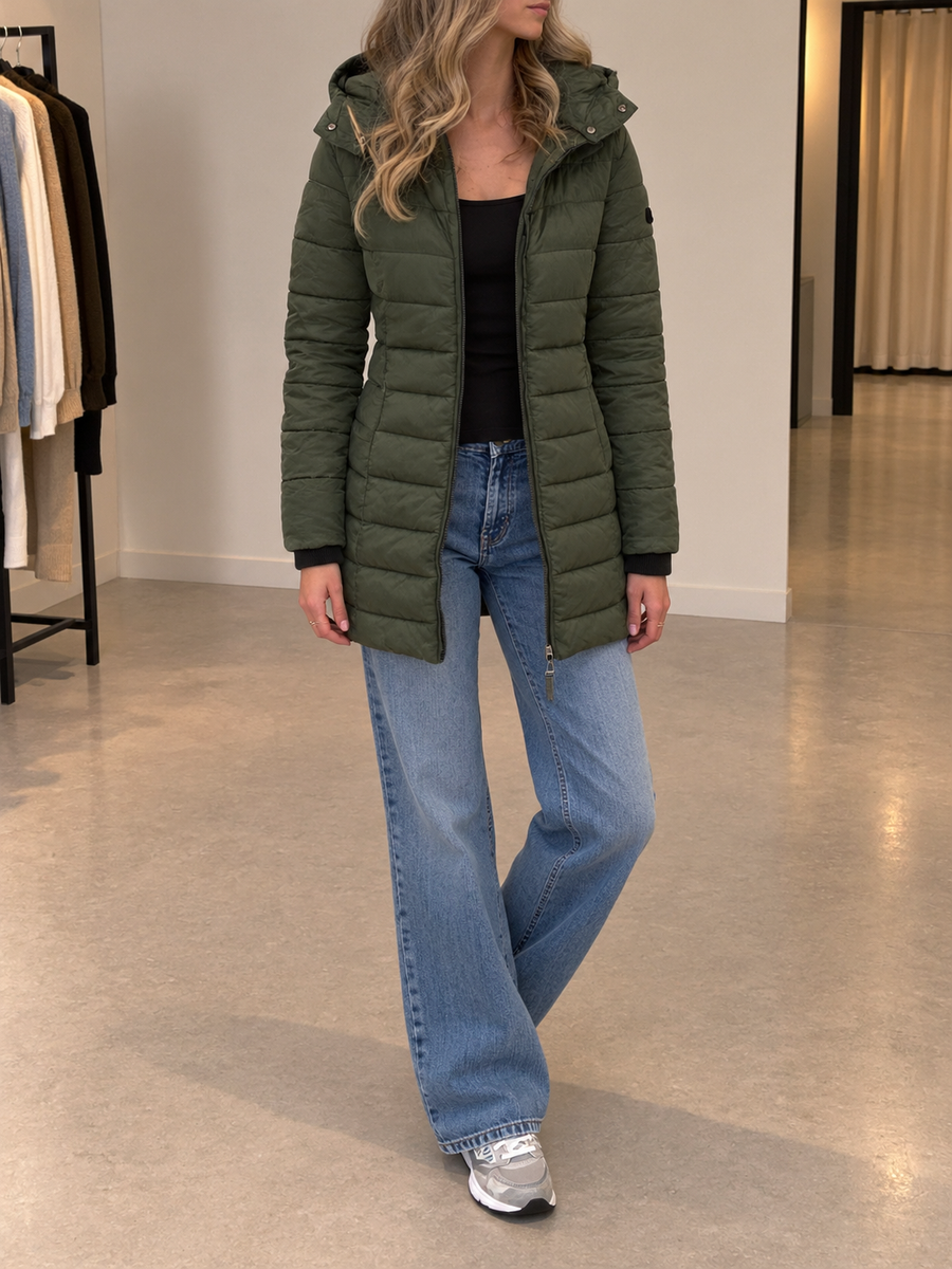 Gesine Long Warm Coat with Detachable Faux Fur Collar