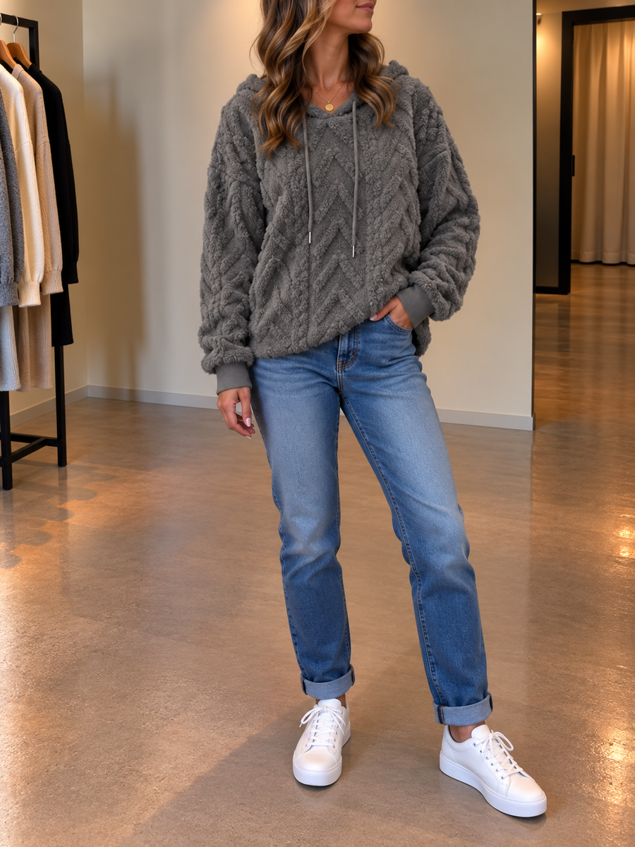 Carolina Sherpa Cable Pattern Hoodie