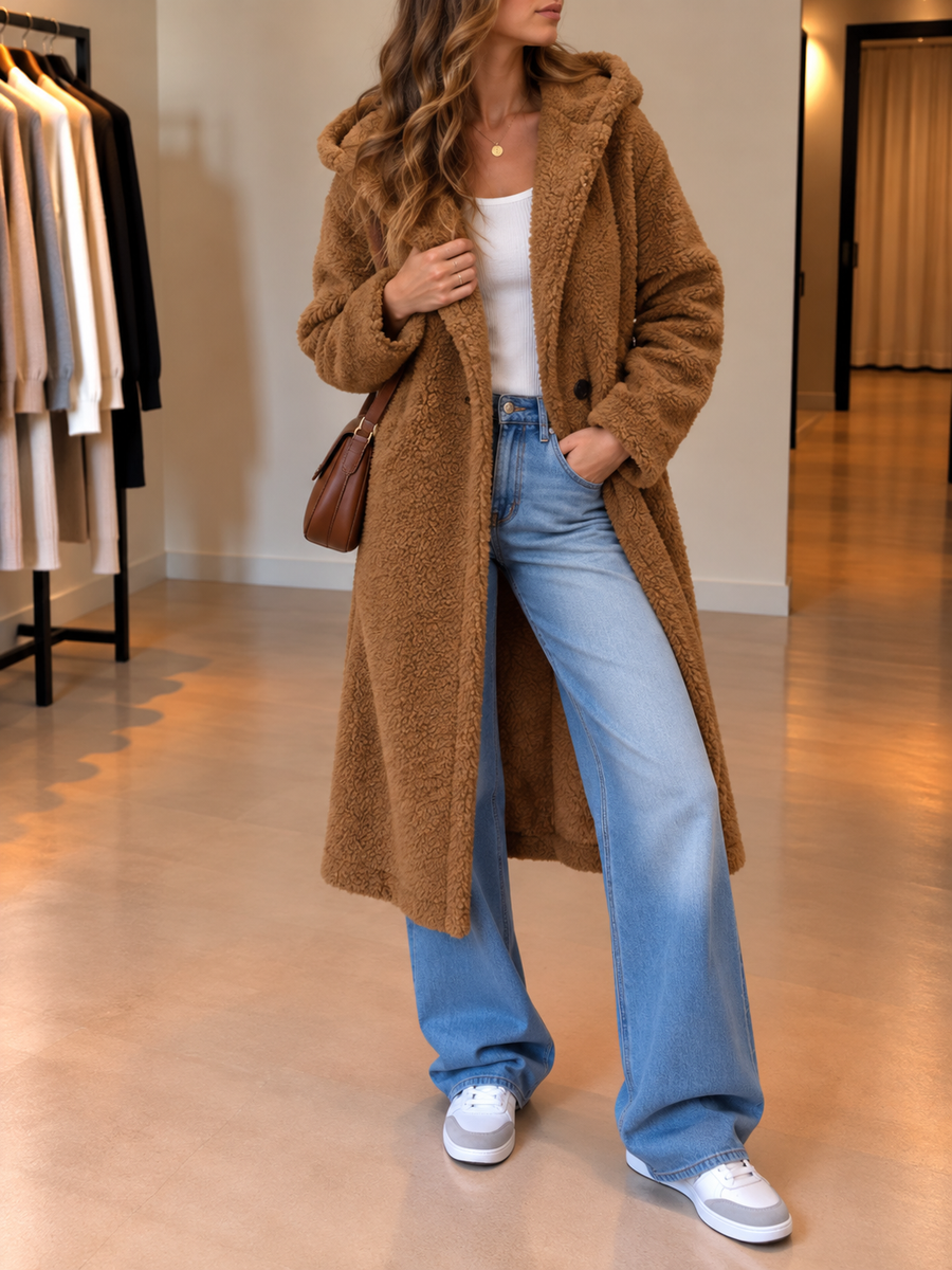 Jana Long Hooded Sherpa Coat