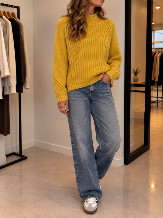 Dorette Ribbed Mock Neck Oversized Sweater