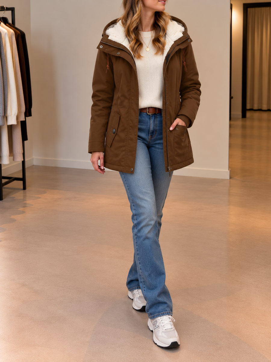 Luana Teddy Lined Hood Drawstring Parka