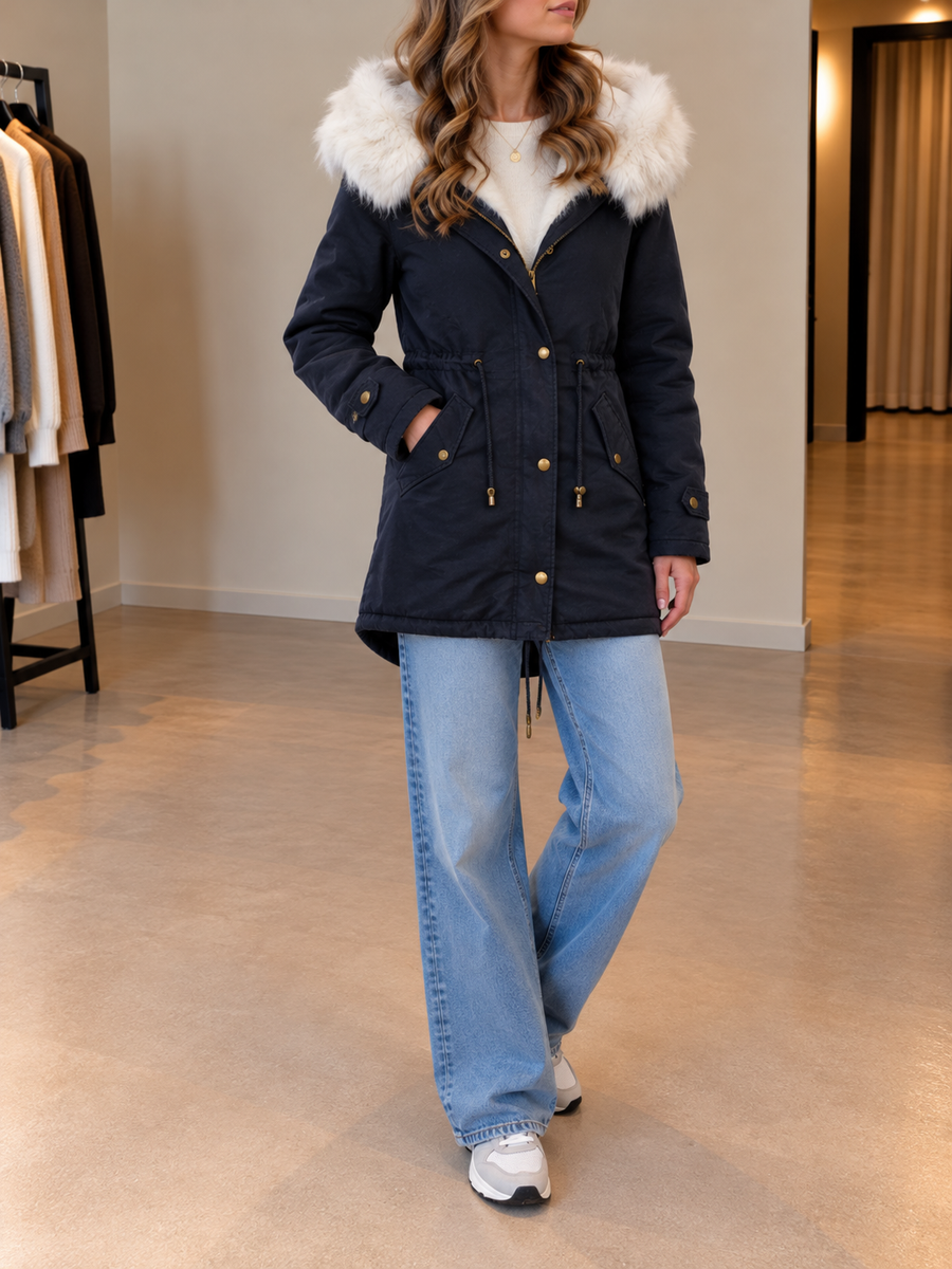 Lieke Fleece Lined Padded Hooded Winter Coat