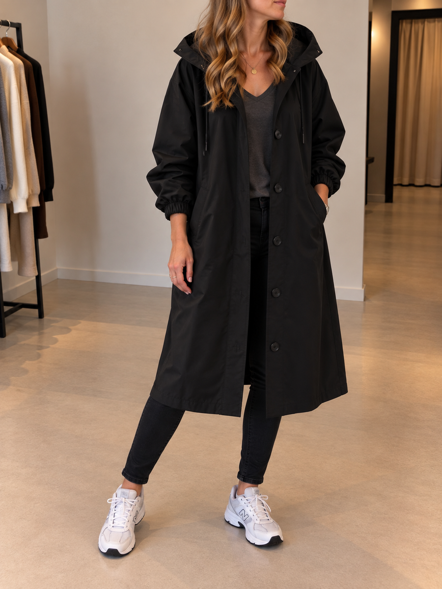 Vessa Long Hooded Trench Coat