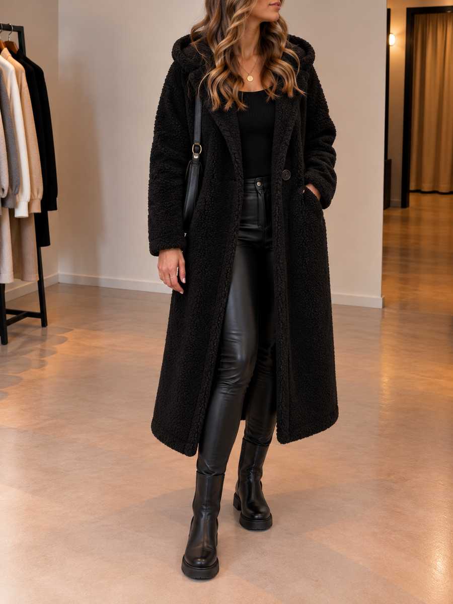 Jana Long Hooded Sherpa Coat