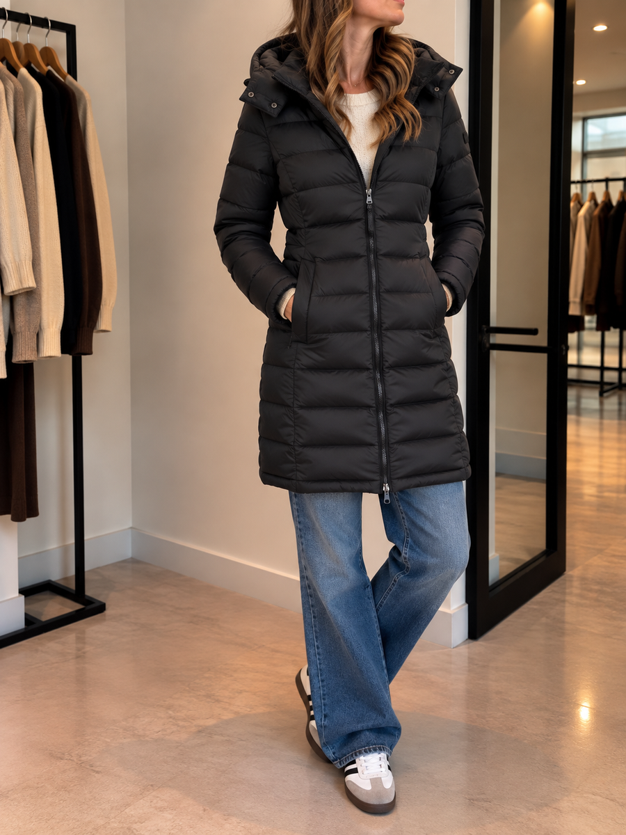 Joleen Long Quilted Hooded Coat