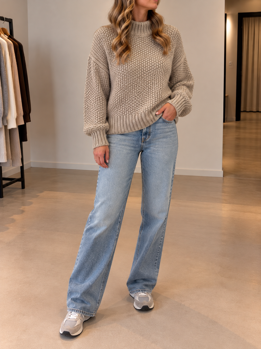 Rosina Waffle Knit Oversized Turtleneck