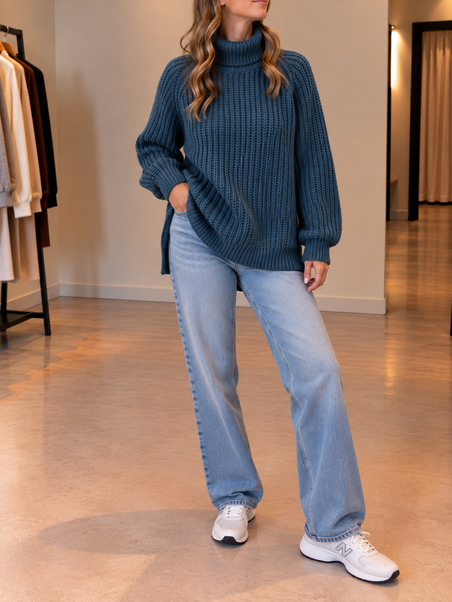 Silja Oversized Ribbed Turtleneck Sweater