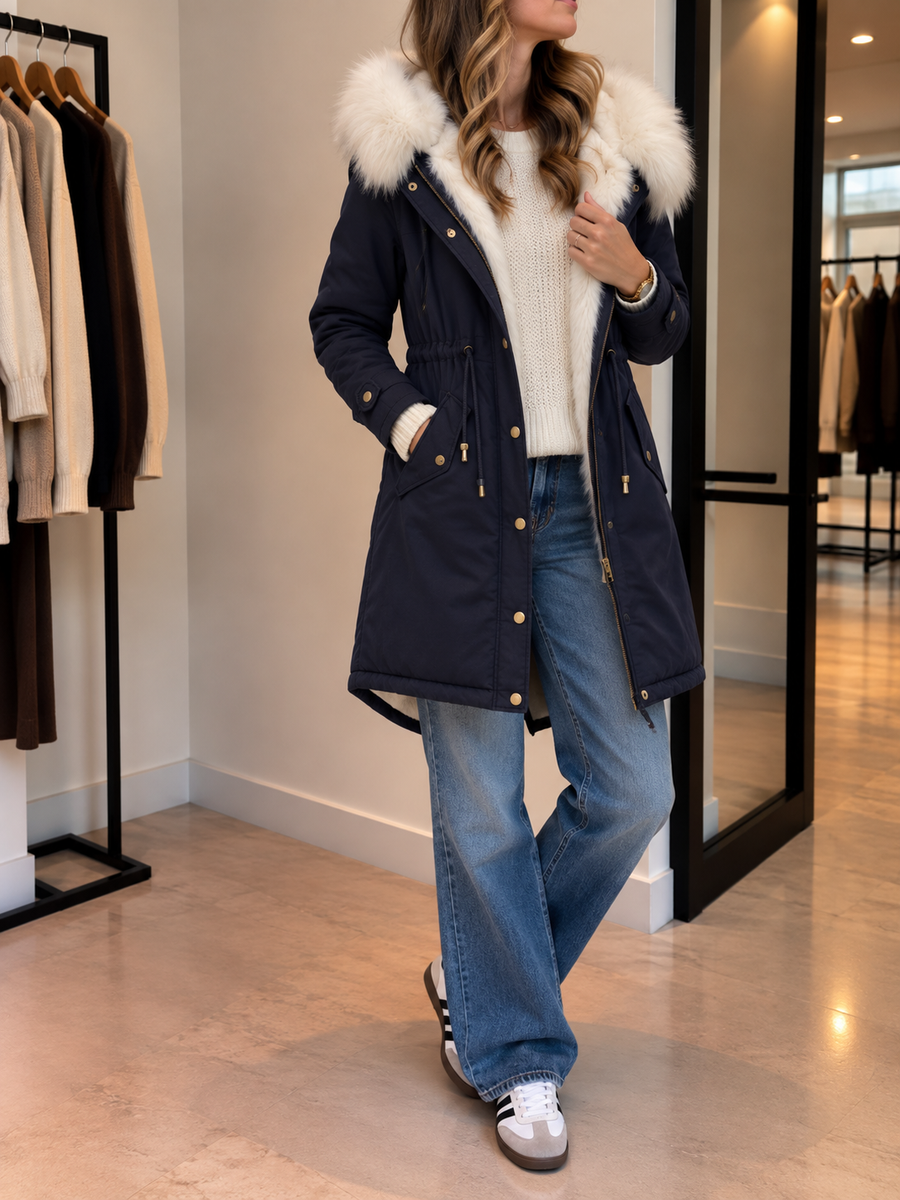 Romy Faux Fur Hood Drawstring Waist Parka