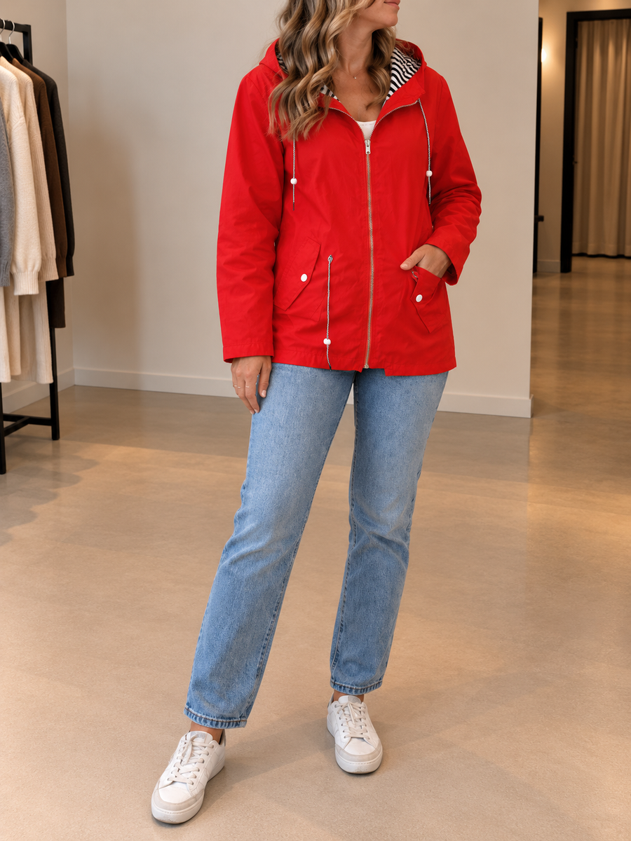 Norah Hooded Rain Jacket with Drawstring Waist