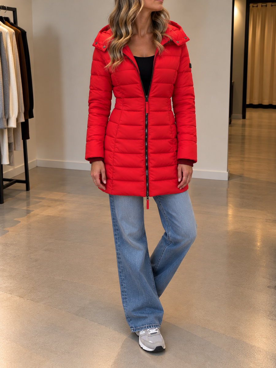 Gesine Long Warm Coat with Detachable Faux Fur Collar