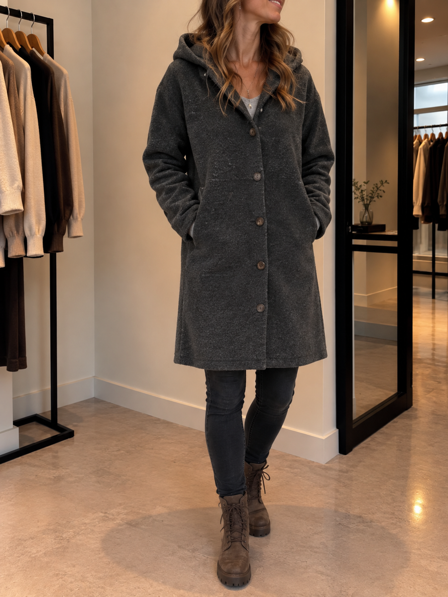 Cosima Hooded Button Front Coat