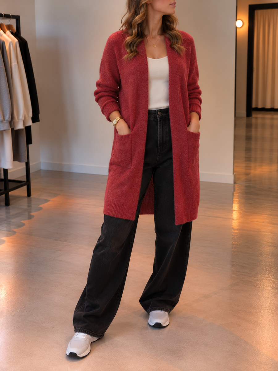 Morgan Longline Open Front Cardigan with Pockets