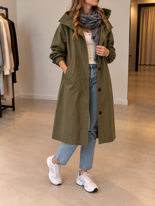 Vessa Long Hooded Trench Coat