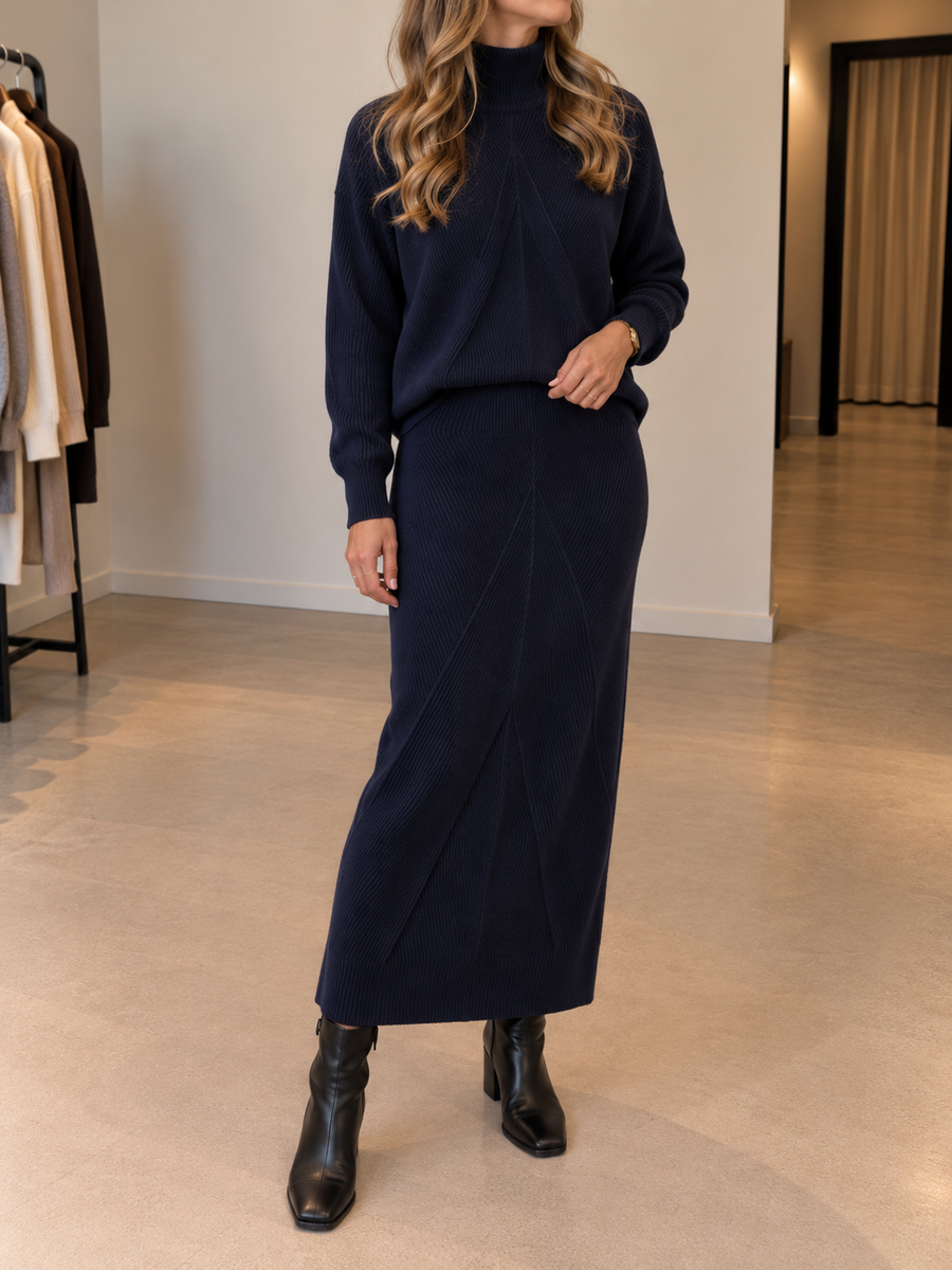 Natalia Ribbed Turtleneck Midi Sweater Dress