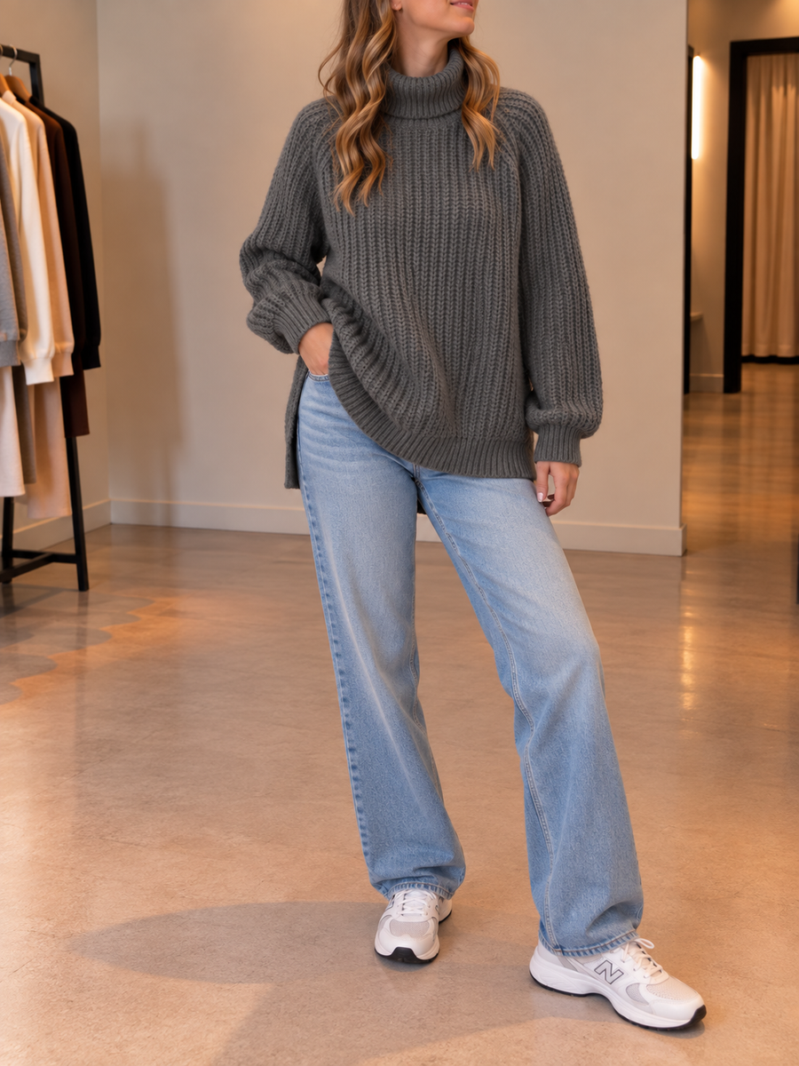 Silja Oversized Ribbed Turtleneck Sweater