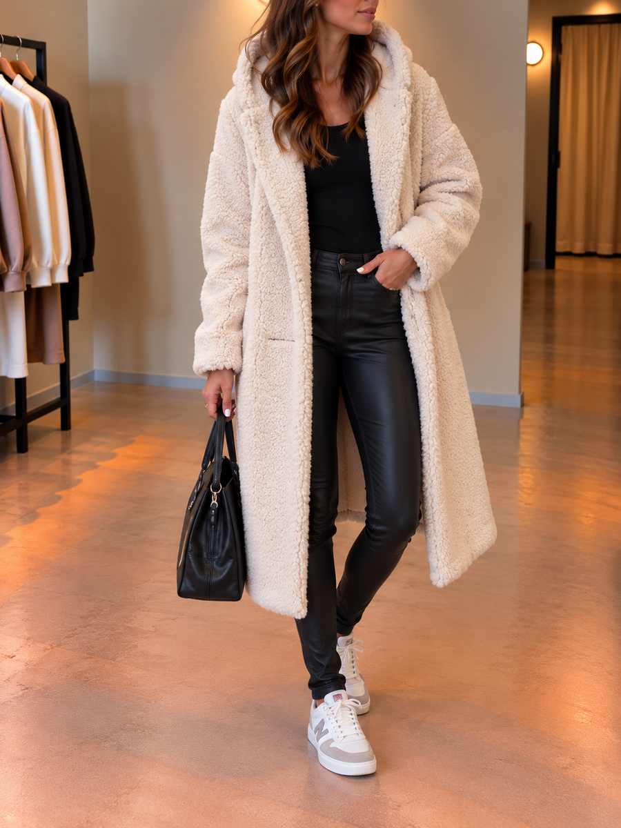 Jana Long Hooded Sherpa Coat