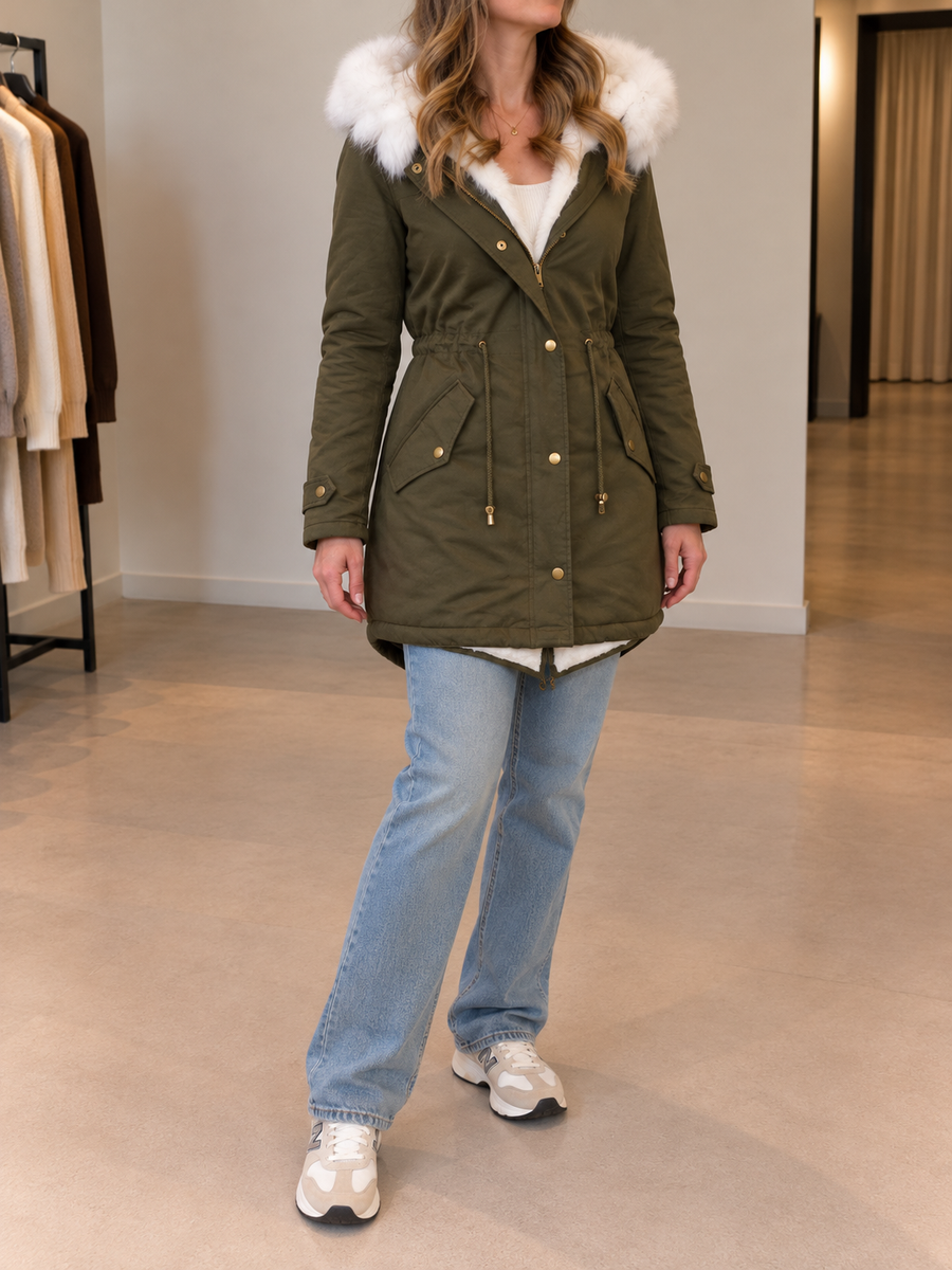 Lieke Fleece Lined Padded Hooded Winter Coat