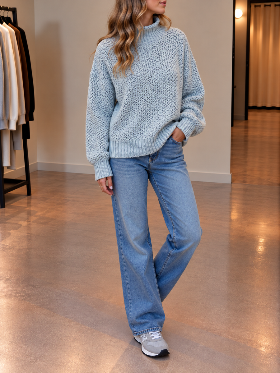 Rosina Waffle Knit Oversized Turtleneck