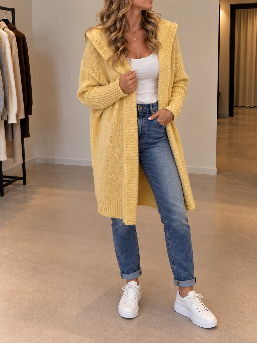 Yara Long Hooded Open Front Cardigan