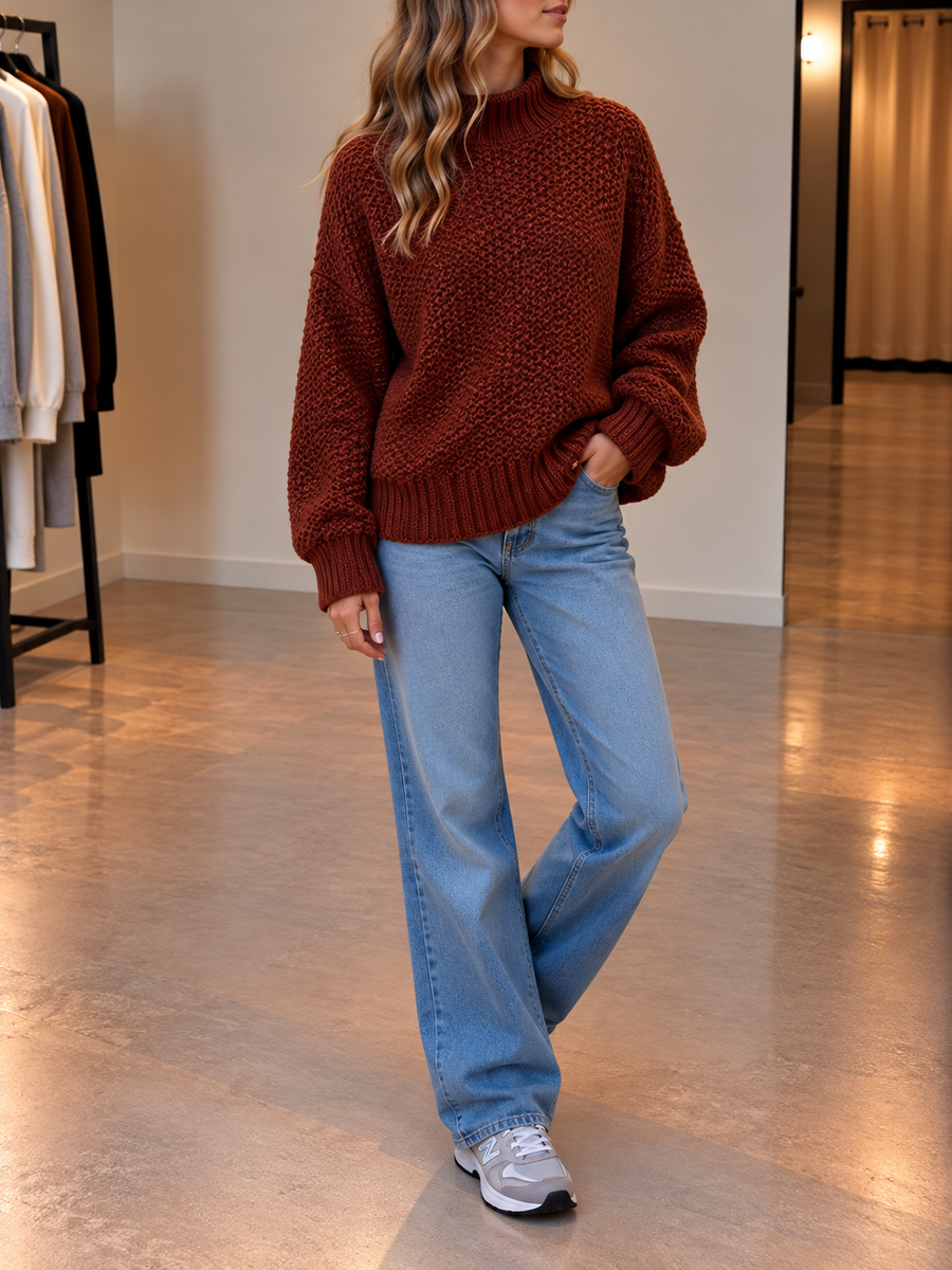 Rosina Waffle Knit Oversized Turtleneck