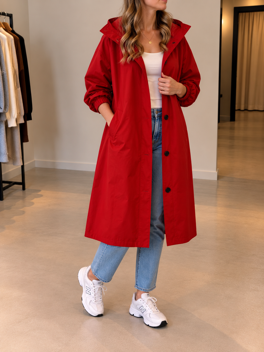 Vessa Long Hooded Trench Coat