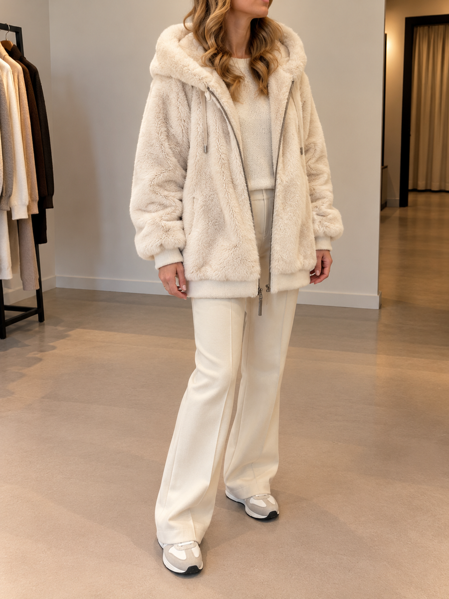 Adriane Plush Lined Hooded Zip Jacket