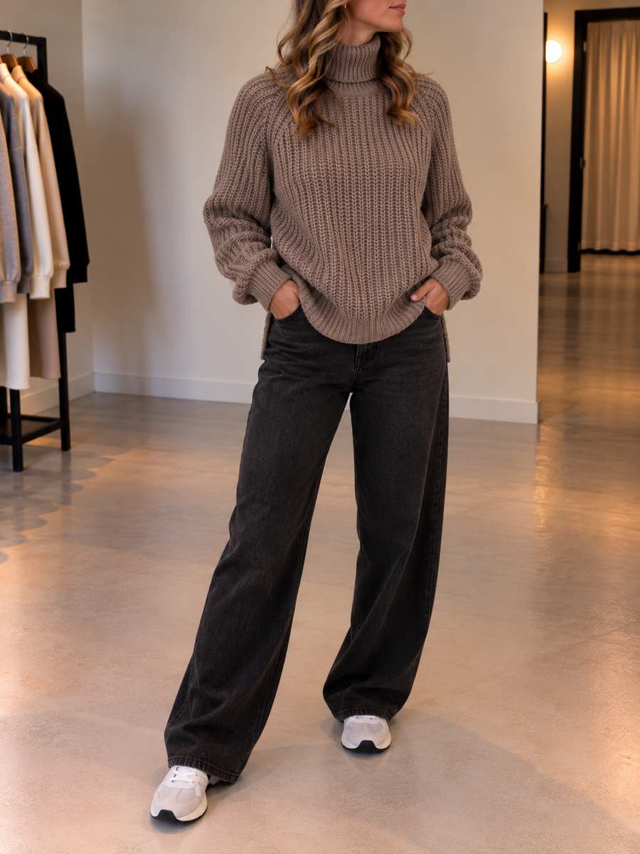 Silja Oversized Ribbed Turtleneck Sweater