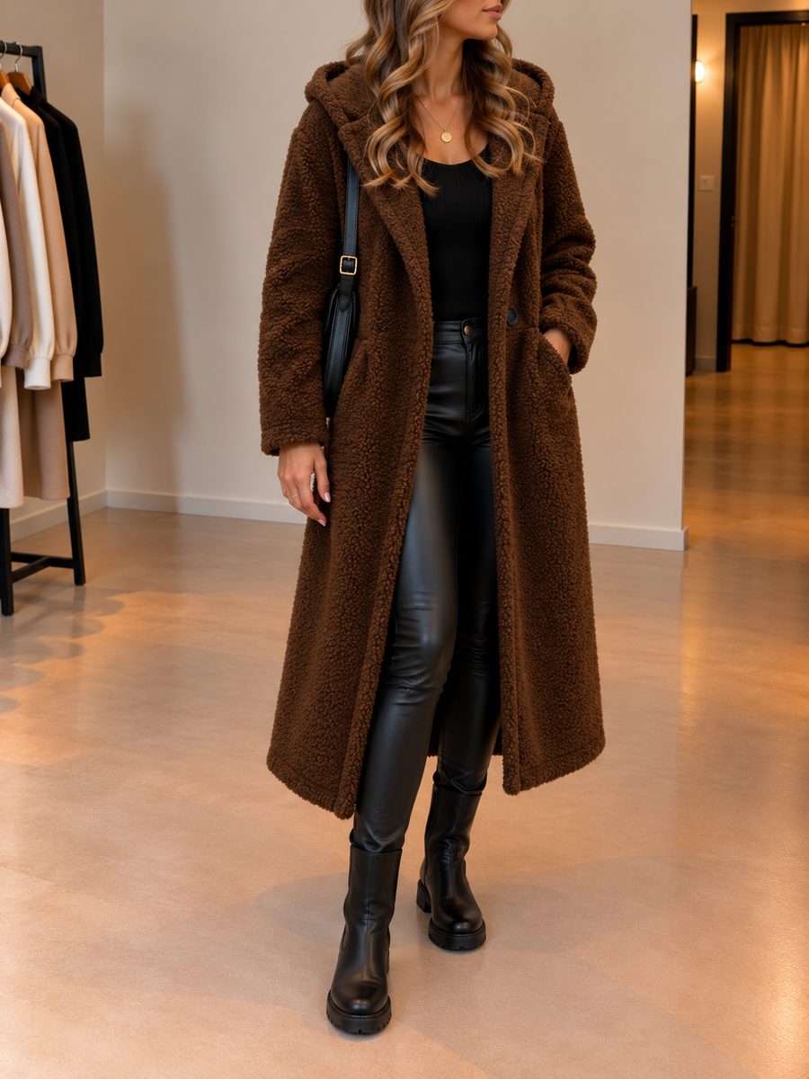 Jana Long Hooded Sherpa Coat
