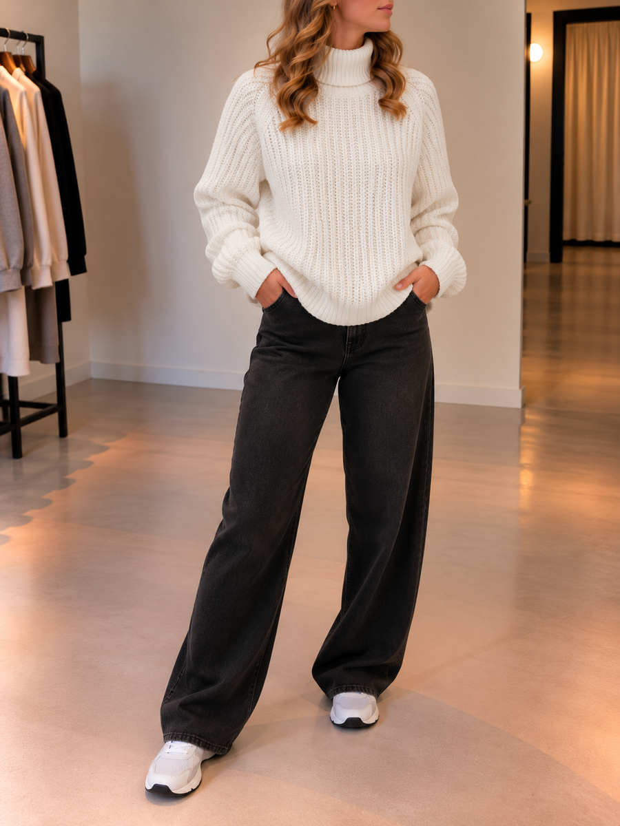 Silja Oversized Ribbed Turtleneck Sweater