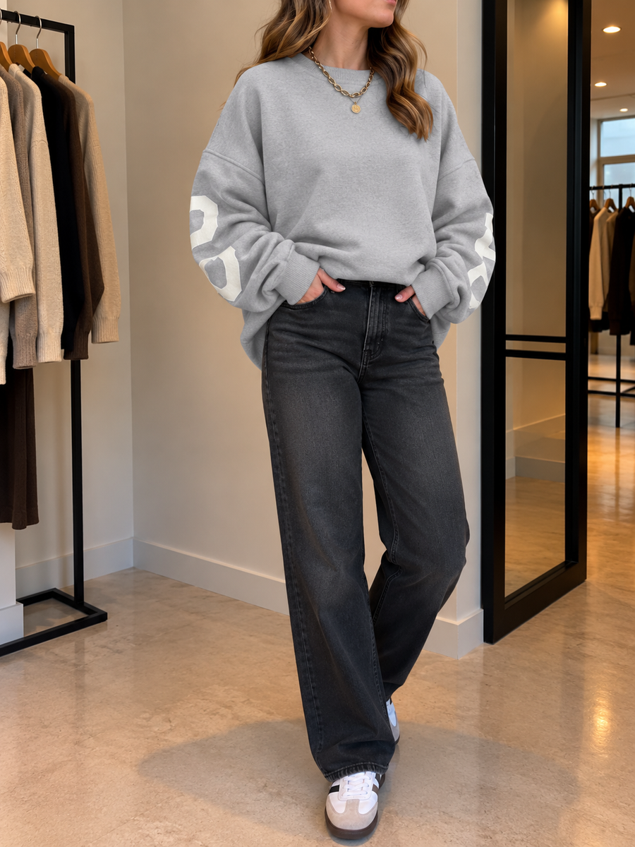 Reni Oversized Contrast Stripe Sleeve Sweatshirt