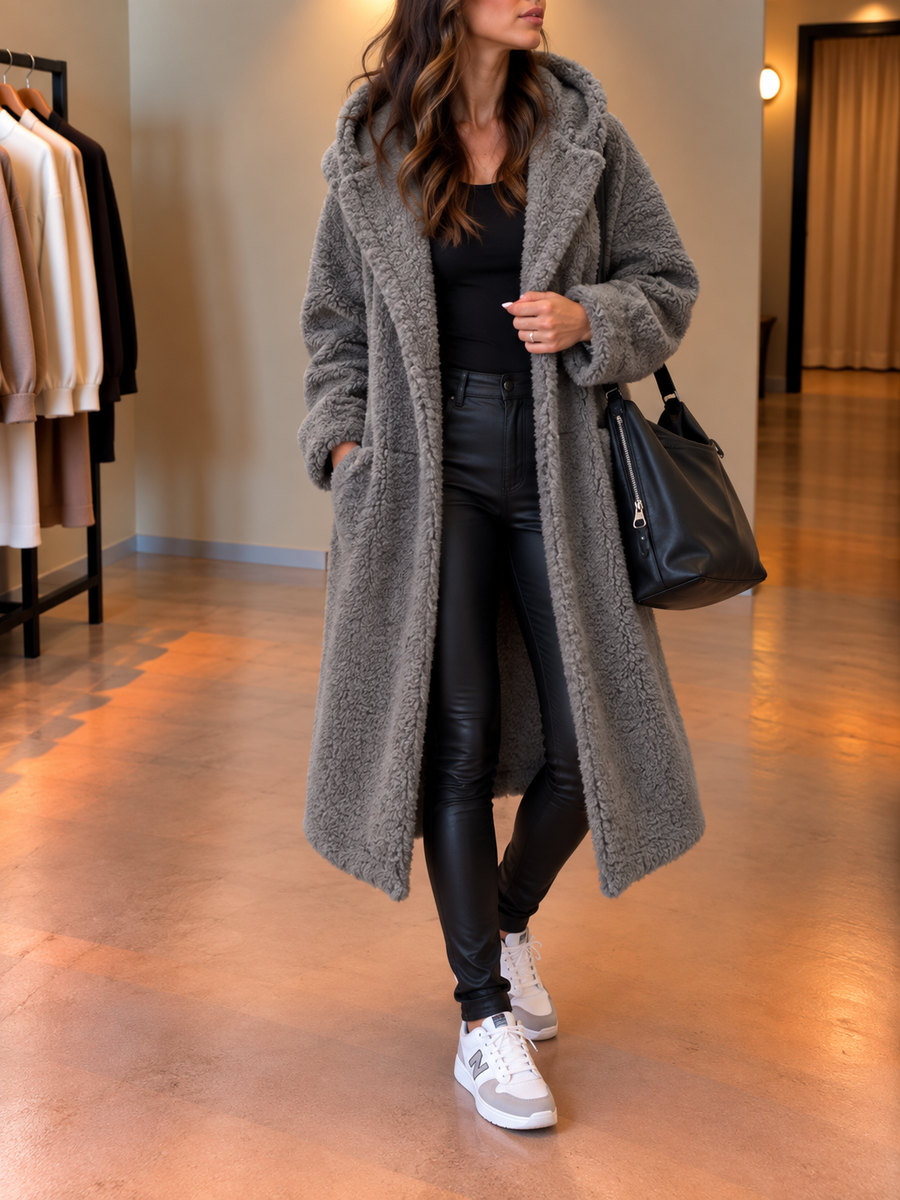 Jana Long Hooded Sherpa Coat