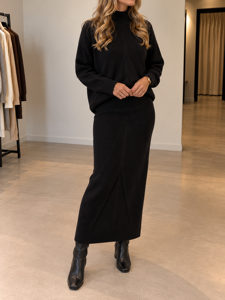 Natalia Ribbed Turtleneck Midi Sweater Dress