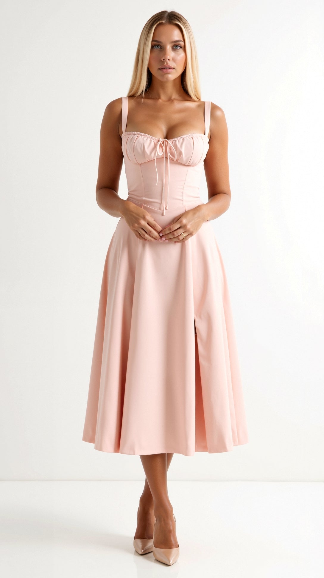 Jade Lace Up Midi Dress
