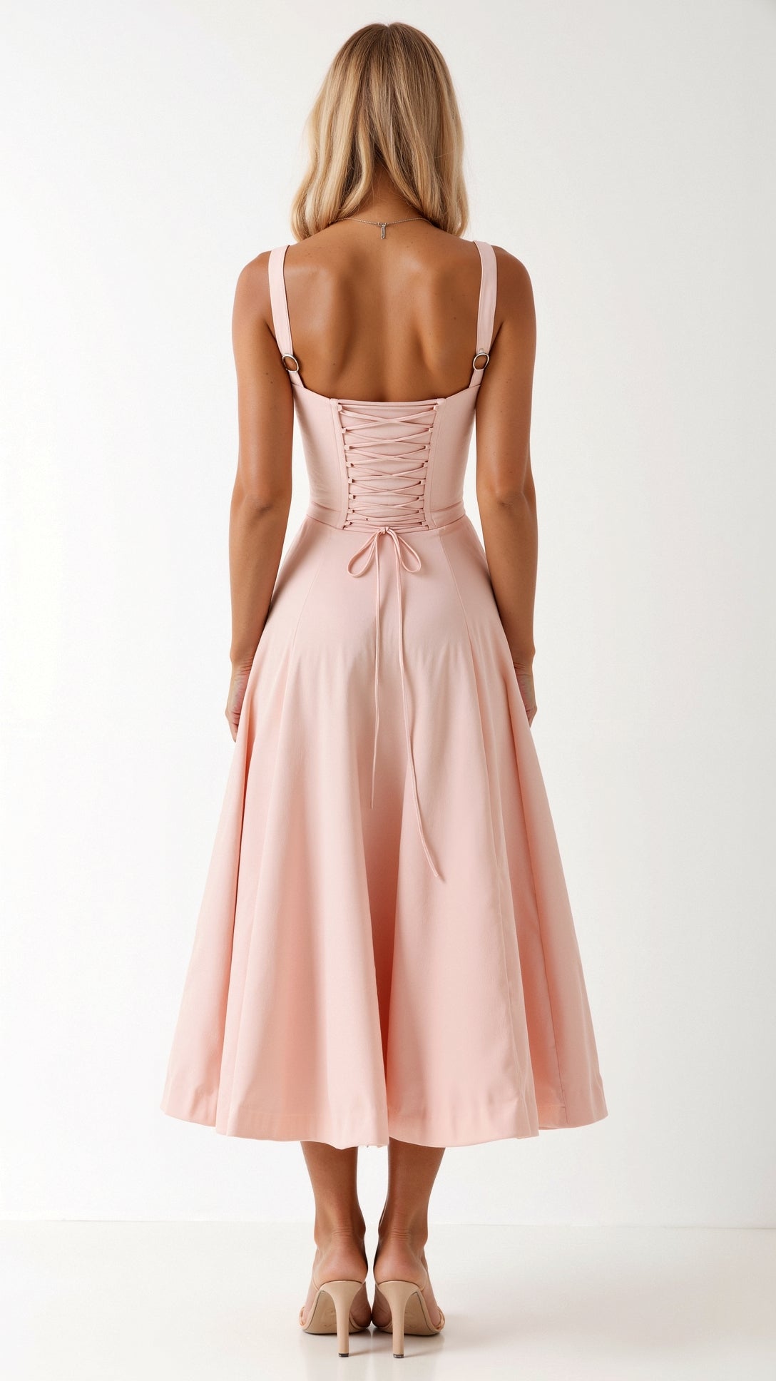 Jade Lace Up Midi Dress