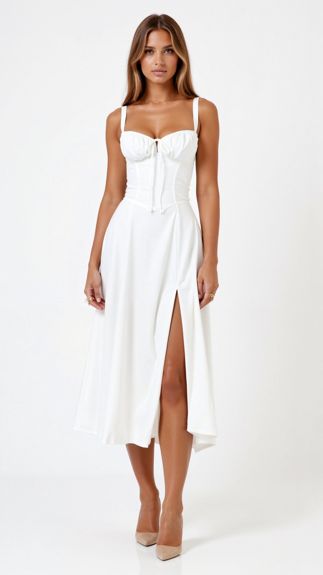 Jade Lace Up Midi Dress