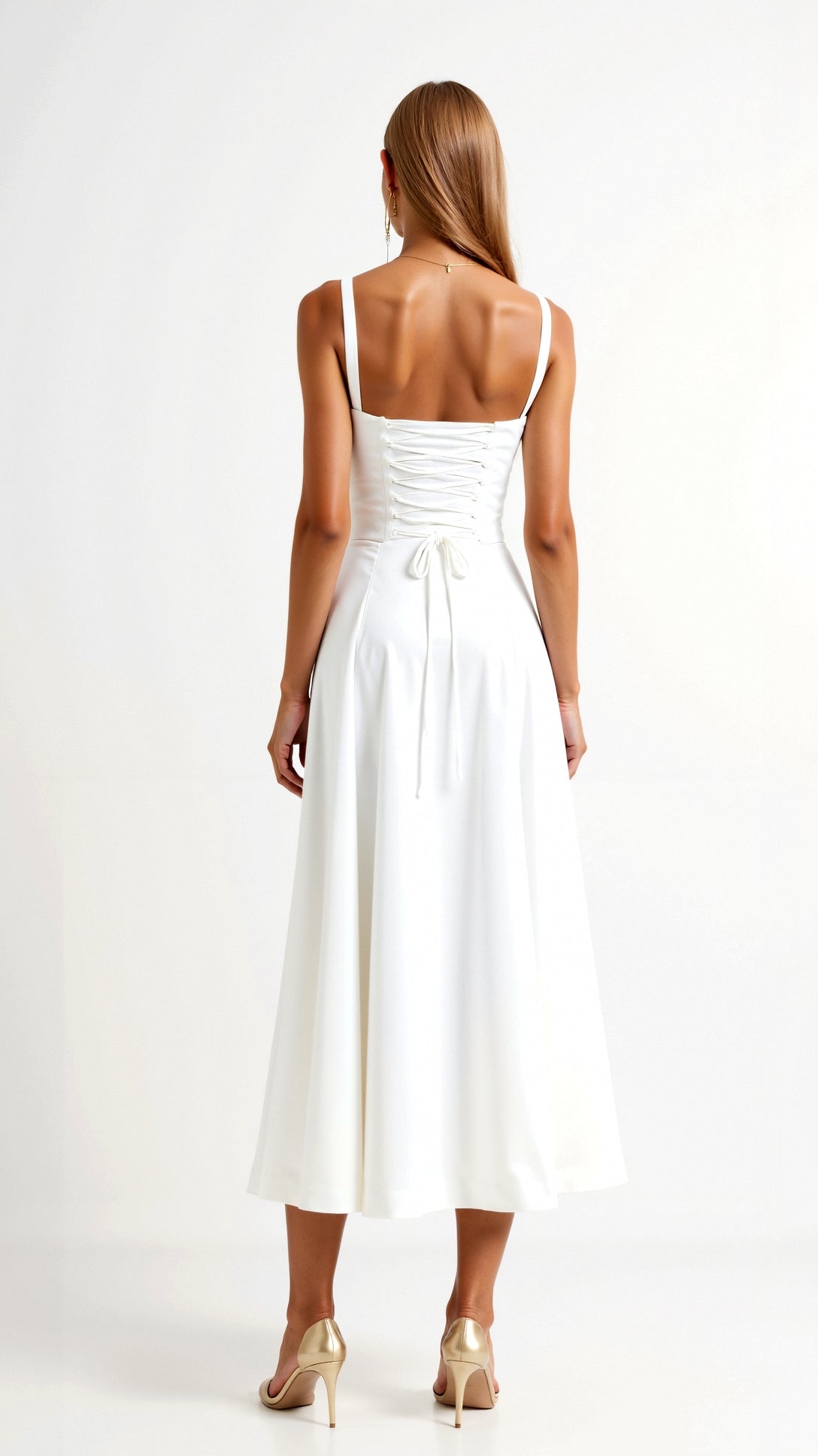 Jade Lace Up Midi Dress