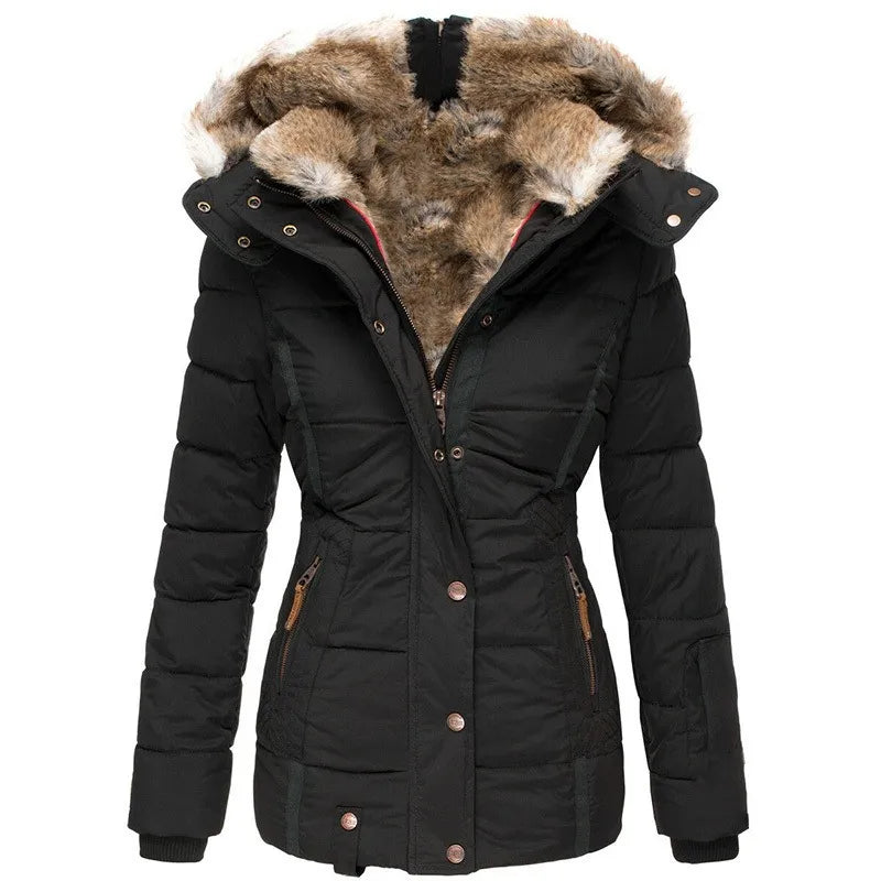 Alba Quilted Puffer Jacket with Faux Fur Hood