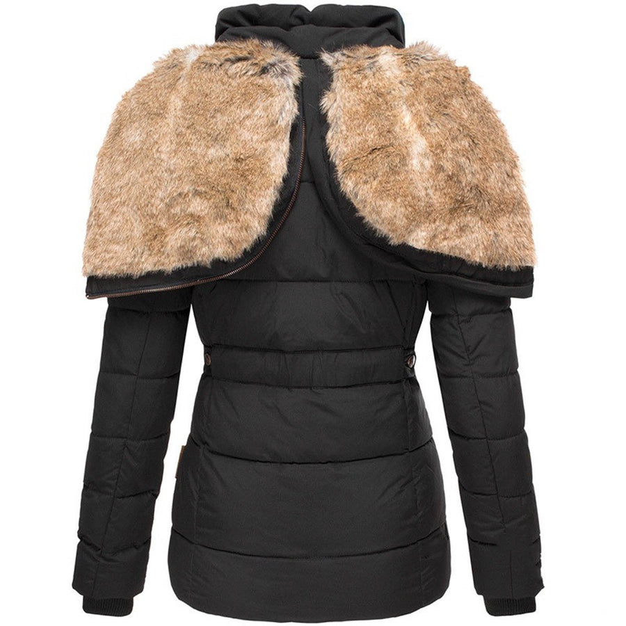 Miren Belted Quilted Jacket with Faux Fur Hood