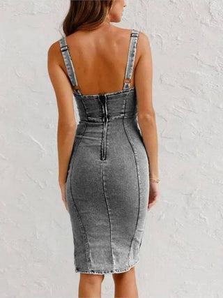 Annelise - Denim Bodycon Midi Dress - Party Dress