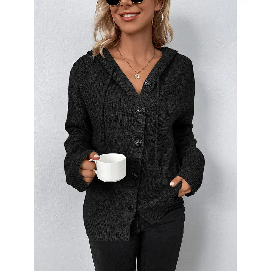 Jette Hooded Button Front Cardigan