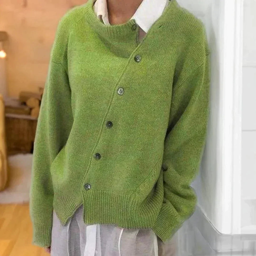 Hedda Asymmetric Button Layered Look Sweater